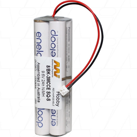 Picture of 8/BK-3MCCE SQ-S ENELOOP 9.6V 2000mAh NiMh AA R/C HOBBY BATTERY PACK WITH JST TYPE CONNECTOR
